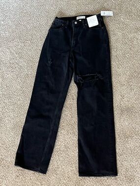 Abercrombie & Fitch Black High-Rise Distressed Women’s Jeans - LONG
